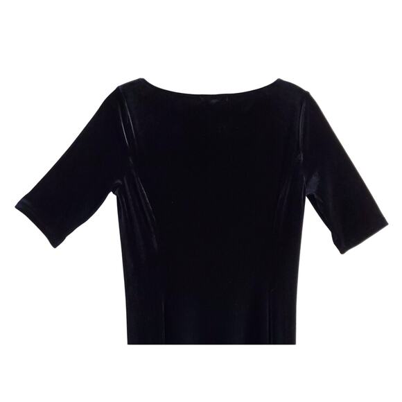 LANDS END Women's XS 2 4 Dress Black Velvet Short Sleeve Flare Stretch Bust 34" - Picture 6 of 7
